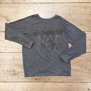 Vintage Harley Davidson Grunge Y2K Long Sleeve Biker Shirt XXL